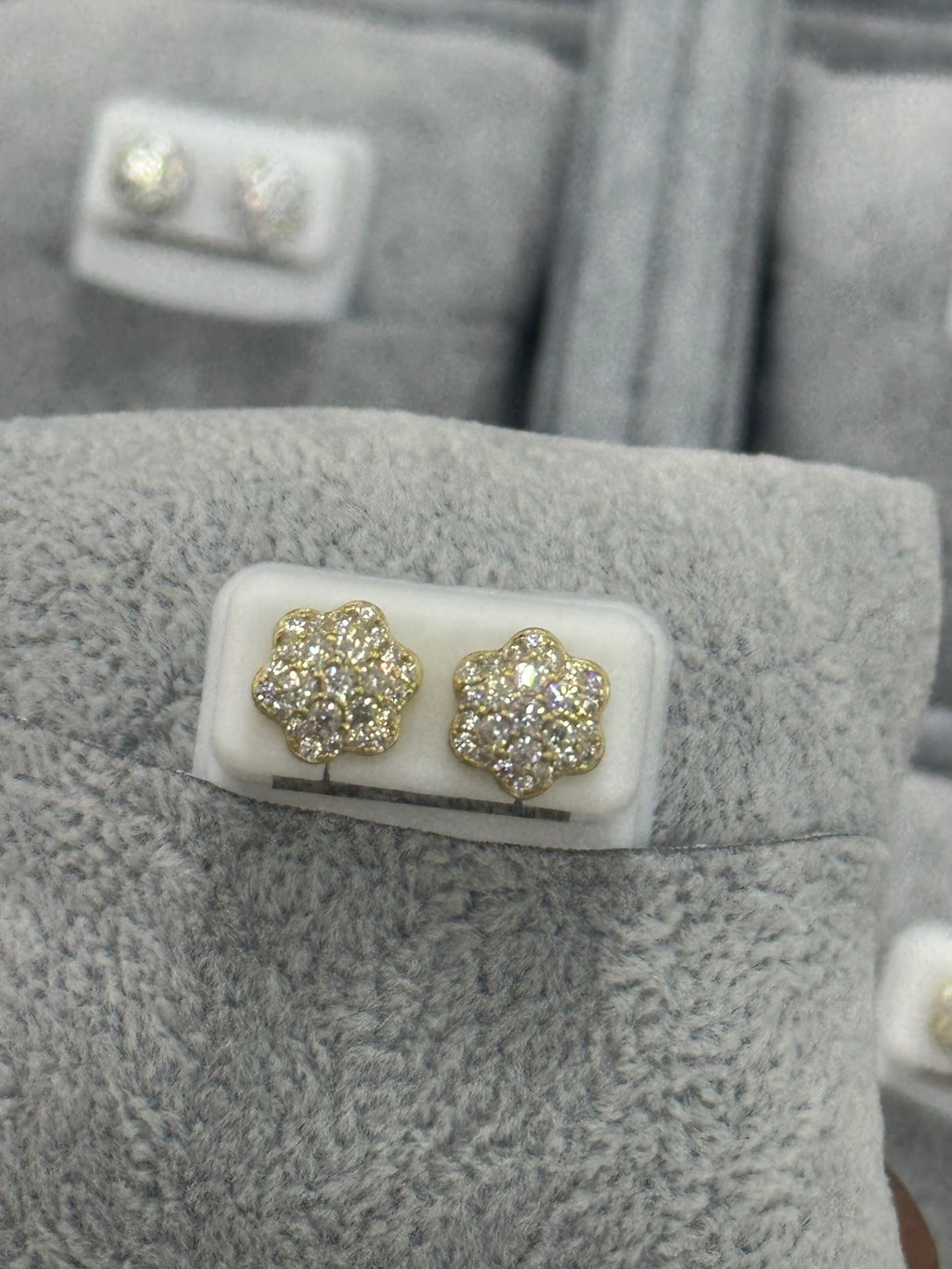 Gold Moissanite Earrings Floral Design