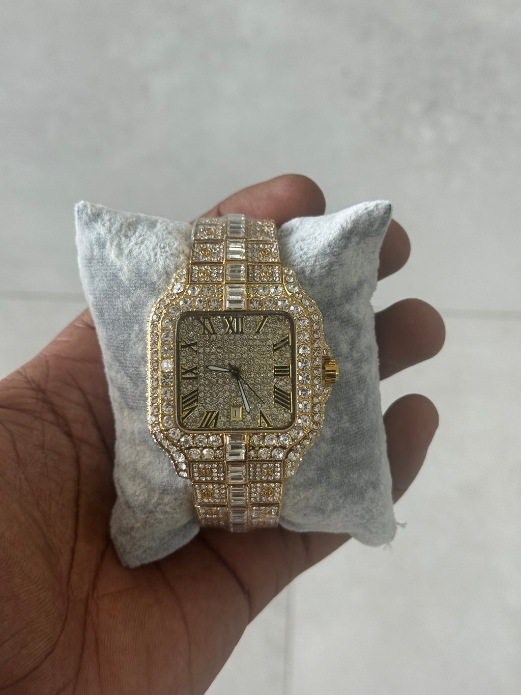 Mens Luxury Watch Fully iced Out, Square Style Watch